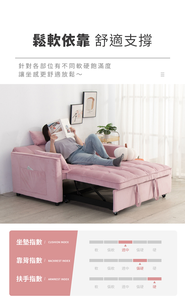 【IDEA】時尚短絨布雙人伸縮沙發床 2色任選