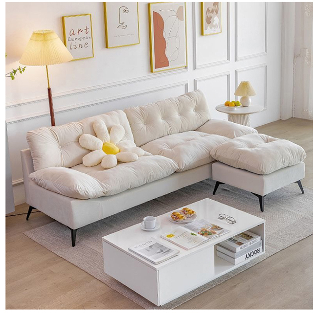 【IDEA】奢華鬆軟寬大雲朵左右可換L型沙發 附腳凳 3色任選