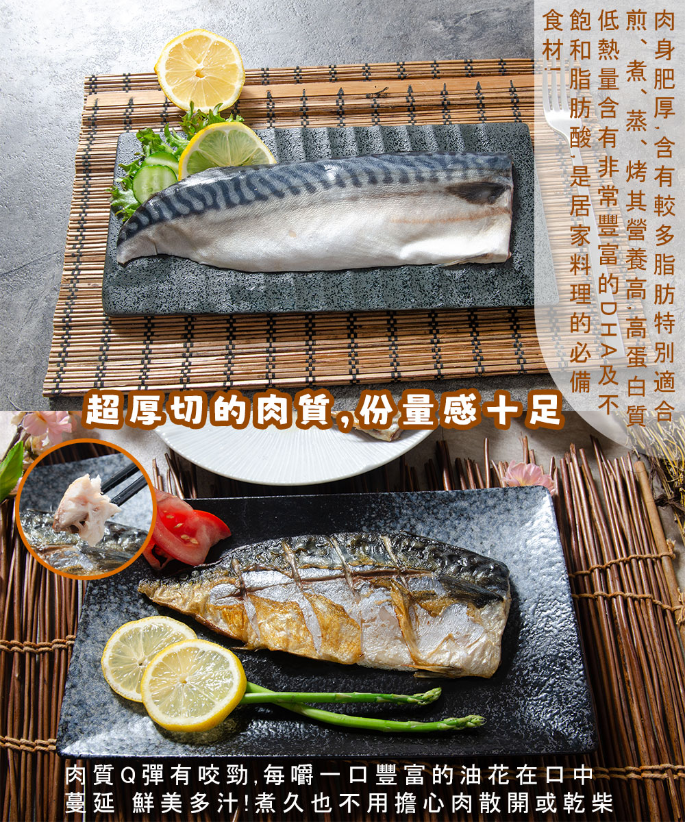 【鮮綠生活】超大片2L挪威鯖魚 約210g/片