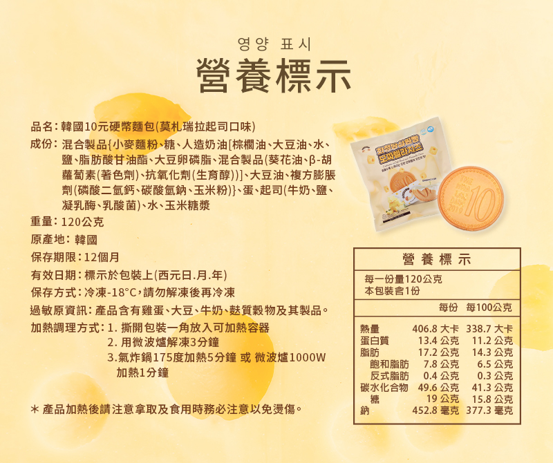 【Hwasungdang】韓國十元硬幣起司麵包120g 起司/玉米起司兩款任選