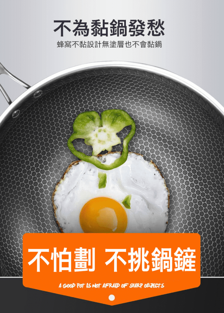 德國熱銷曜黑蜂窩紋不沾平底鍋炒鍋