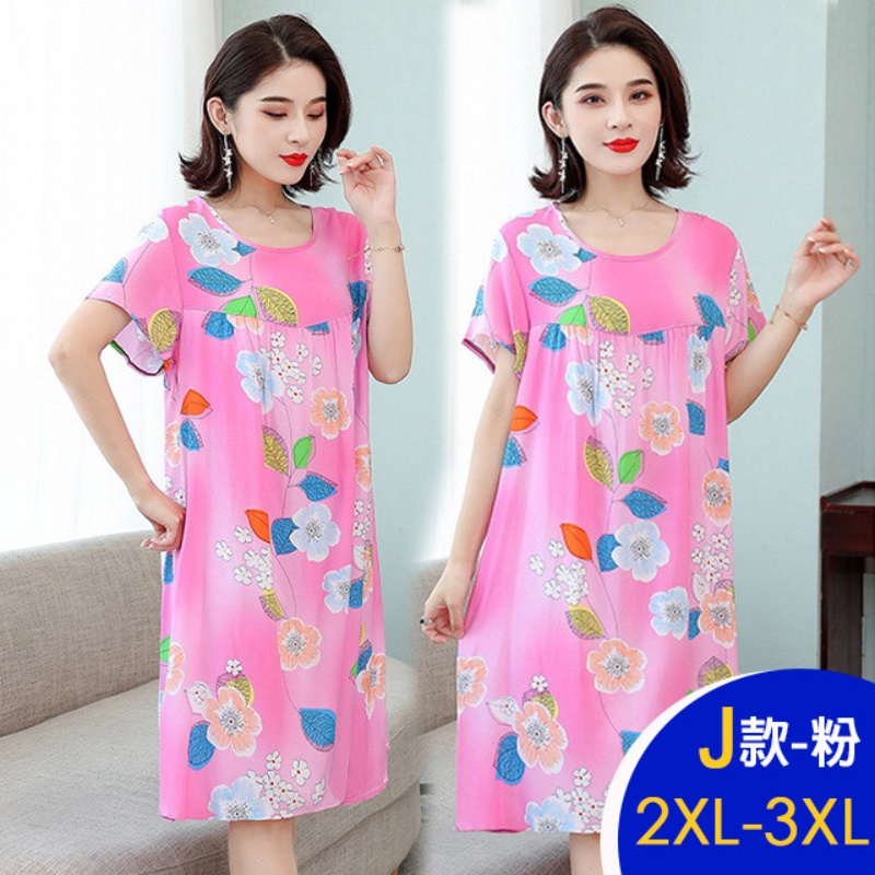 中大尺碼寬鬆優雅進口棉綢印花洋裝多款任選 修身顯瘦 連衣裙 韓國製 涼感冰絲