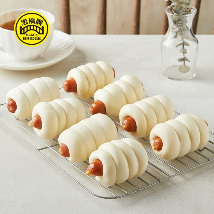 【黑橋牌】雲朵香腸捲(8入/包) 德國Q脆腸 饅頭 包子 熱狗麵包 早餐 銀絲卷