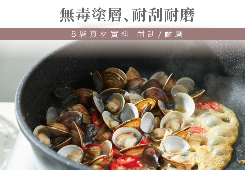 【elife易廚】真8層不沾鍋(深平底鍋26CM/平底炒鍋32CM附鍋蓋+木鏟)