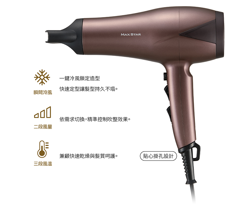【太星電工】MAX STAR 負離子沙龍吹風機1400W (附蓬鬆烘罩)