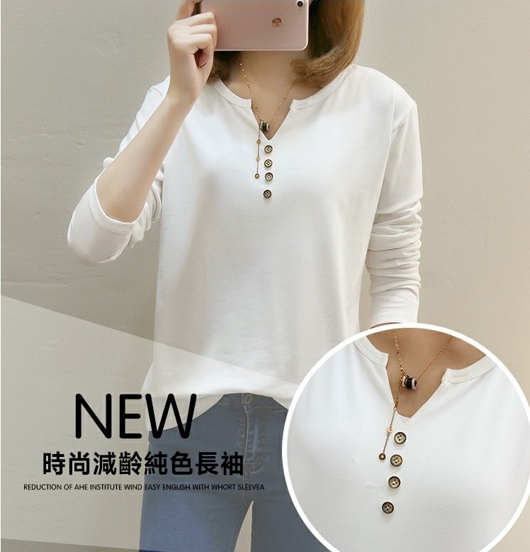 韓系百搭鏤空修身顯瘦時尚內搭圓領上衣 L-3XL 兩款任選