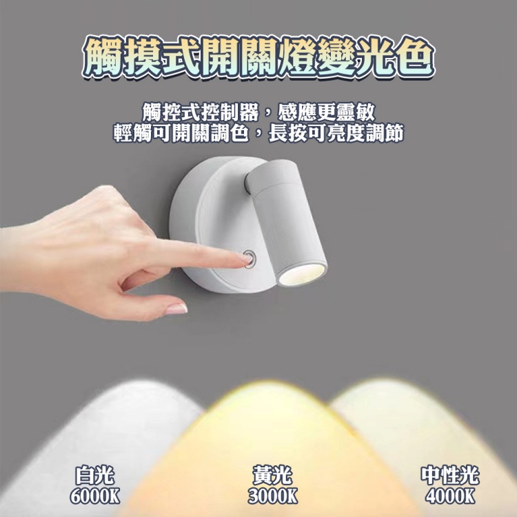 超強續航USB充電磁吸照明燈 3檔燈光調節 壁燈 展示燈 投射燈 床頭燈