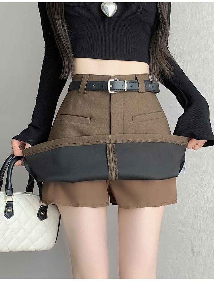 大尺碼防走光修身顯瘦率性高腰西裝裙 M-2XL