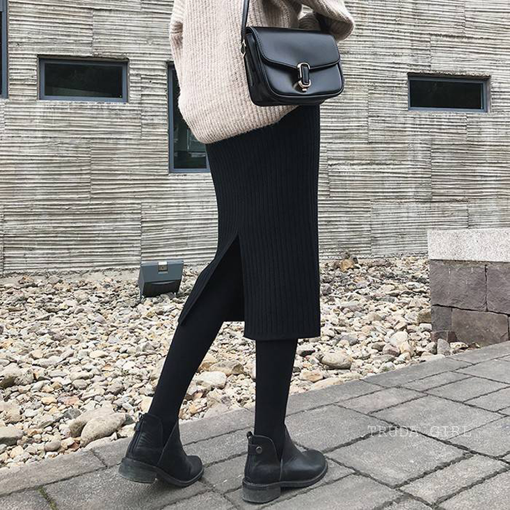 加厚羊絨混紡保暖針織裙 (長/短款)