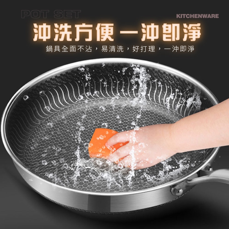 加大加深316雙面蜂窩不沾平底鍋30cm
