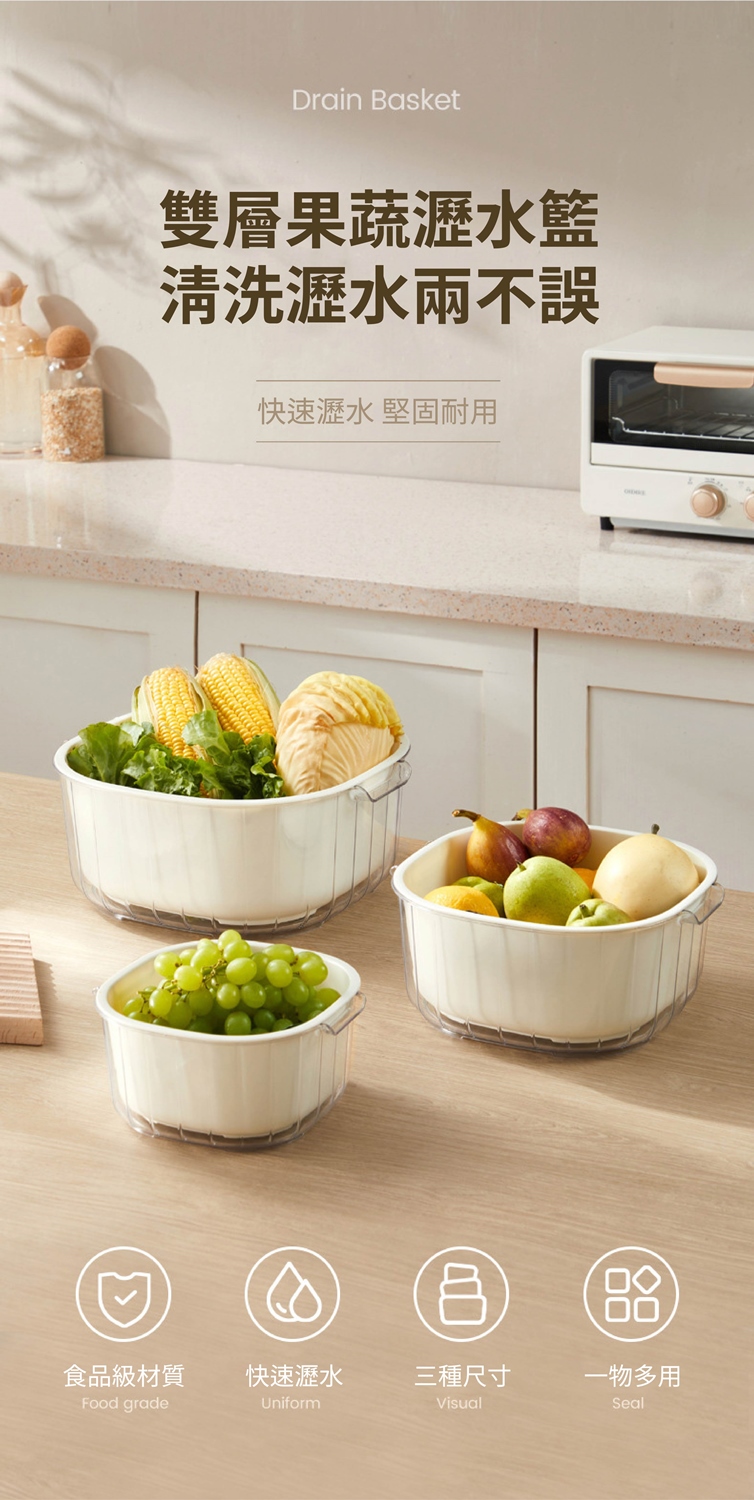 頂級蔬果洗菜瀝水籃