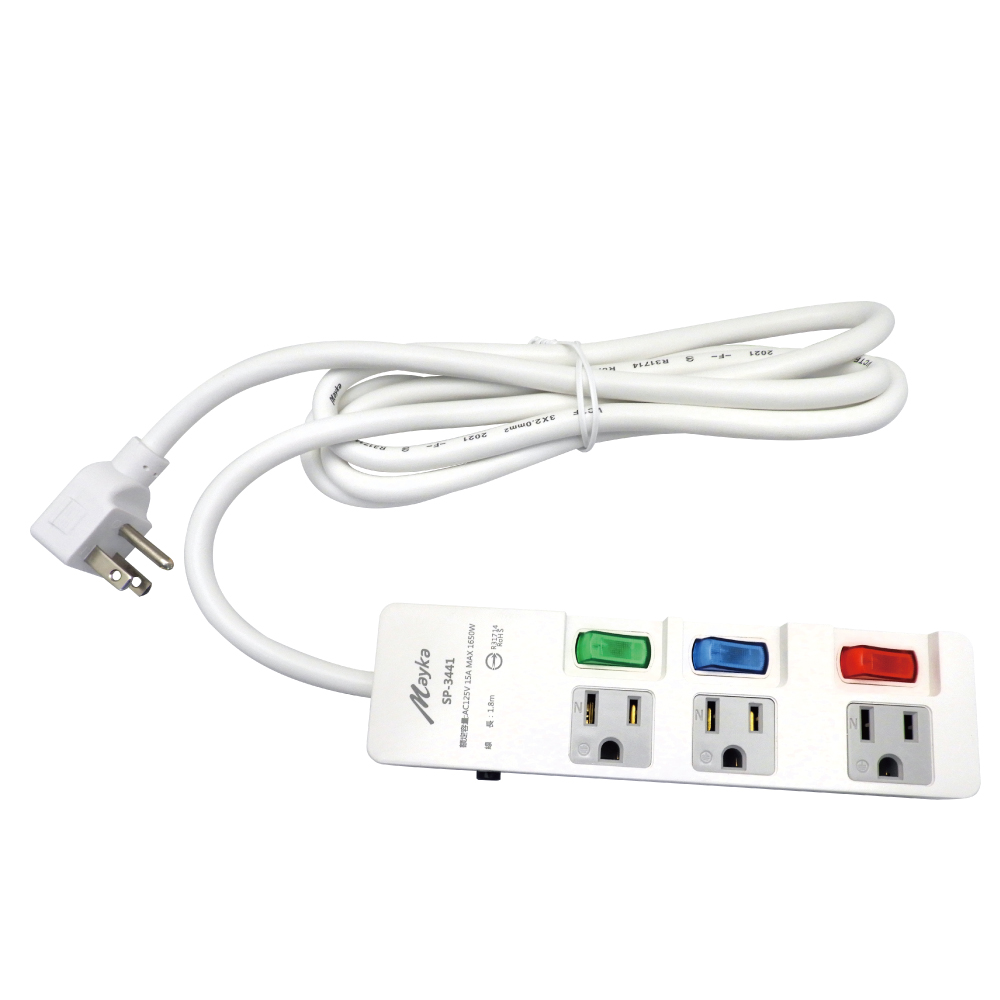 【Mayka明家】 3孔3開3插 防雷 延長線 (SP-3441)