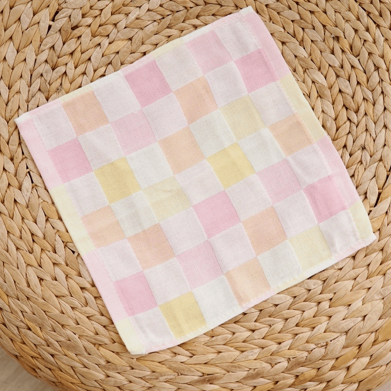 【凱美棉業】純棉柔順紗布小方巾-彩格款