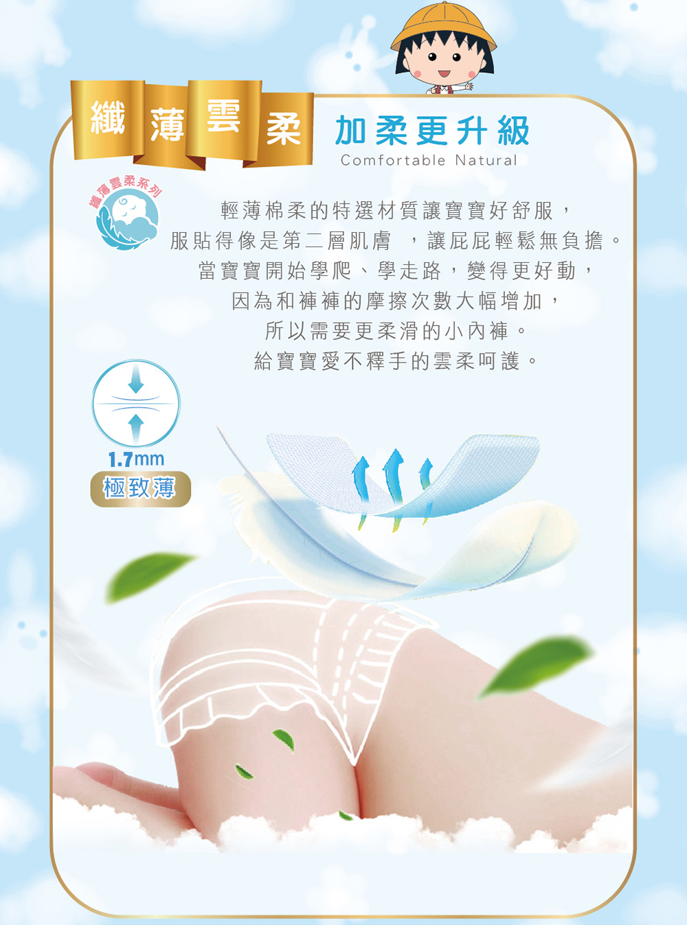 櫻桃小丸子黏貼紙尿褲 嬰兒紙尿褲 輕薄透氣紙尿褲 NB/S/M/L/XL