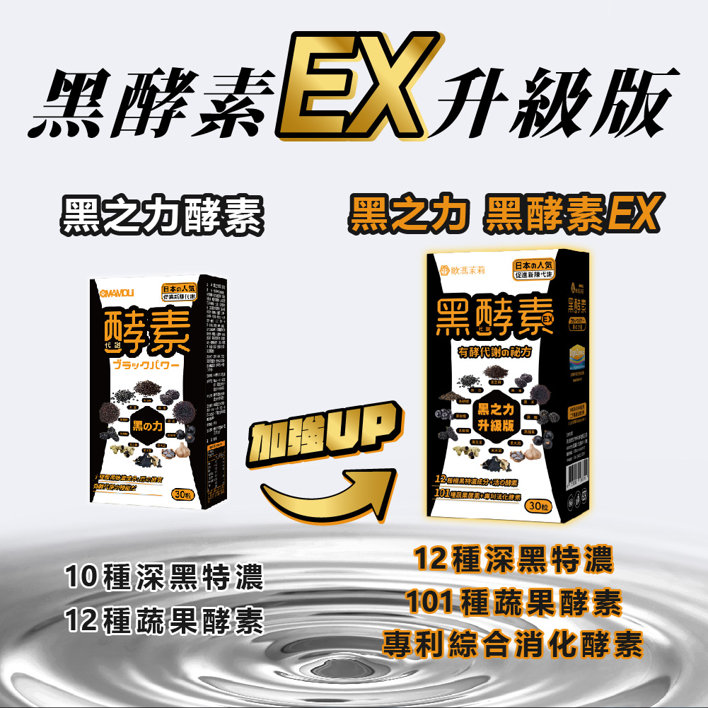 【歐瑪茉莉】黑之力EX黑酵素膠囊 升級版(30粒/盒) 促進代謝 專利消化酵素