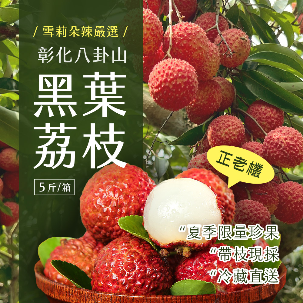 【雪莉朵辣嚴選】黑葉荔枝(5斤/箱) 箱購水果