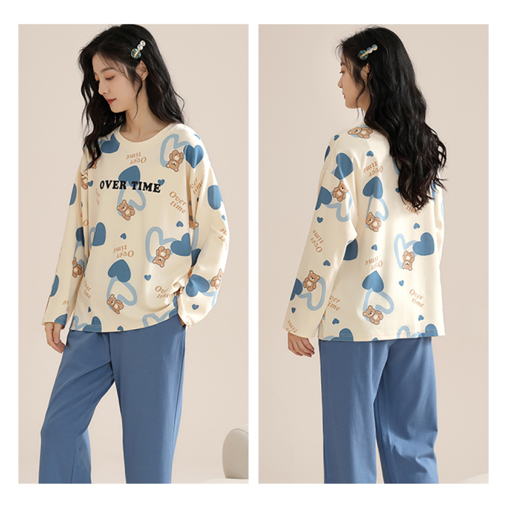 可愛甜寵舒適長袖兩件式睡衣 4色可選