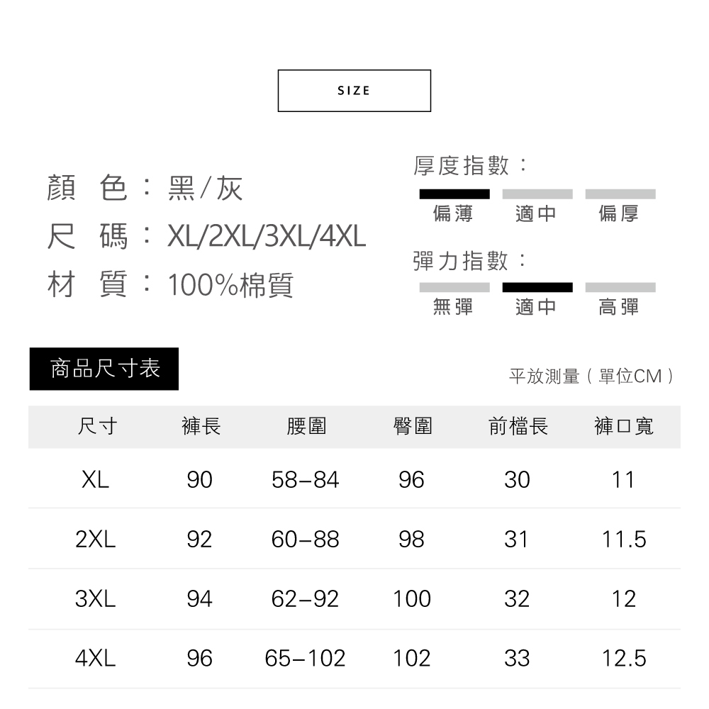 大尺碼百搭寬鬆休閒束口棉褲 舒適親膚 XL-4XL