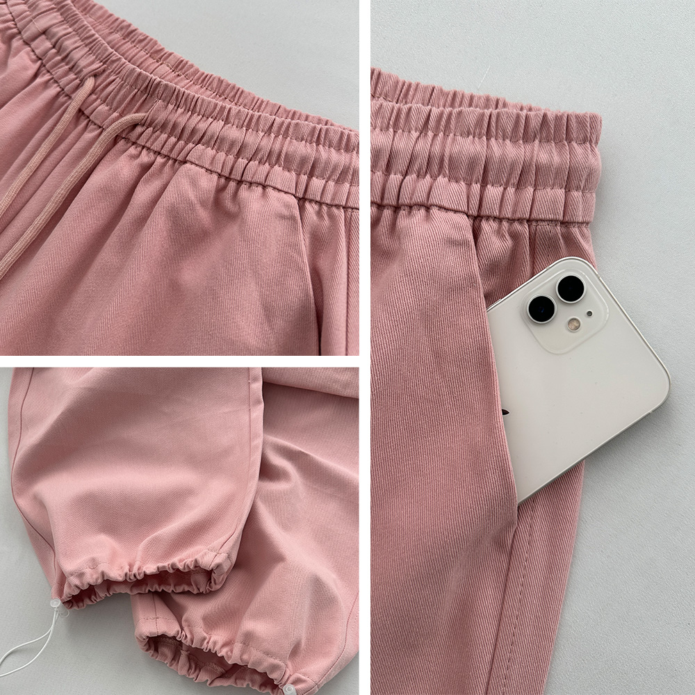 日韓寬鬆鬆緊腰百搭降落傘率性工裝長褲 工作褲 寬褲 4色