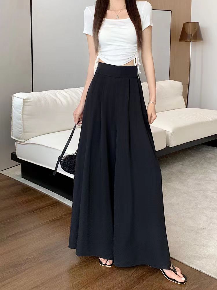 百褶西裝高腰垂感顯瘦休閒褲裙 M-XL 多色