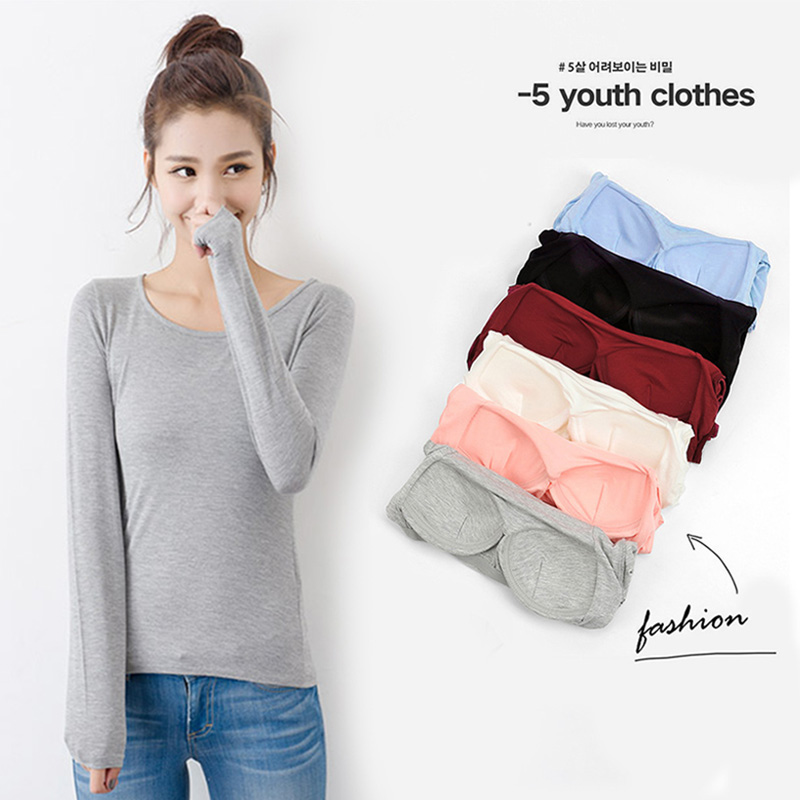 莫代爾舒棉BRA多色長袖上衣 M-XXL 多色任選