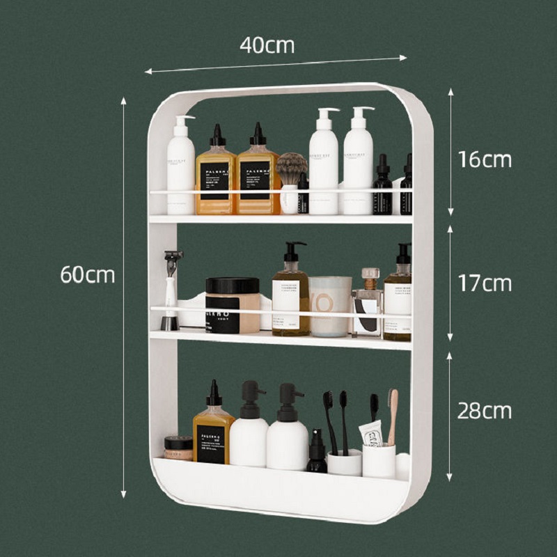 免打孔壁掛式多層牆上化妝品梳妝台架 收納架