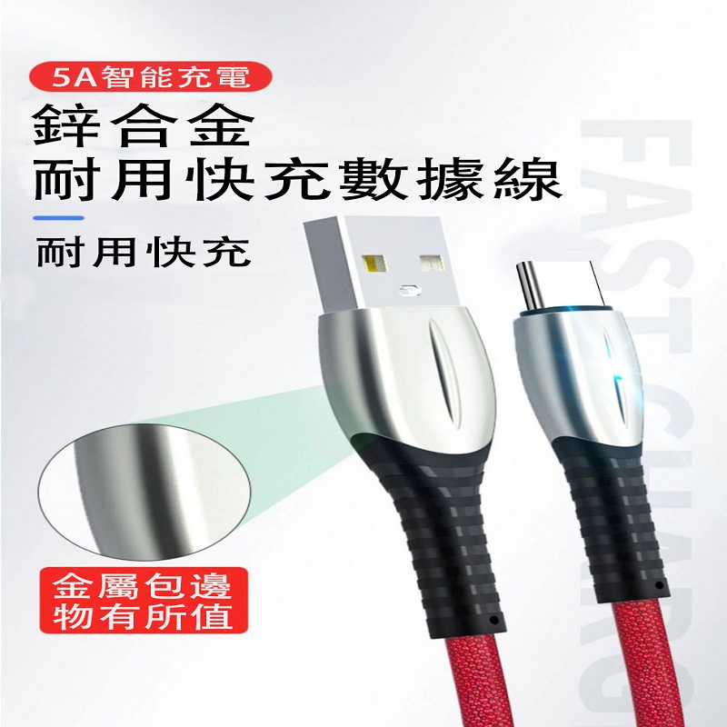 66W 1M 超耐用鋅合金材質 超級快充傳輸線 3款3色任選