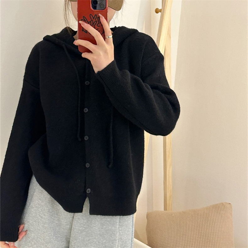 韓版連帽糖果色寬鬆針織毛衣外套 6色 百搭顯瘦