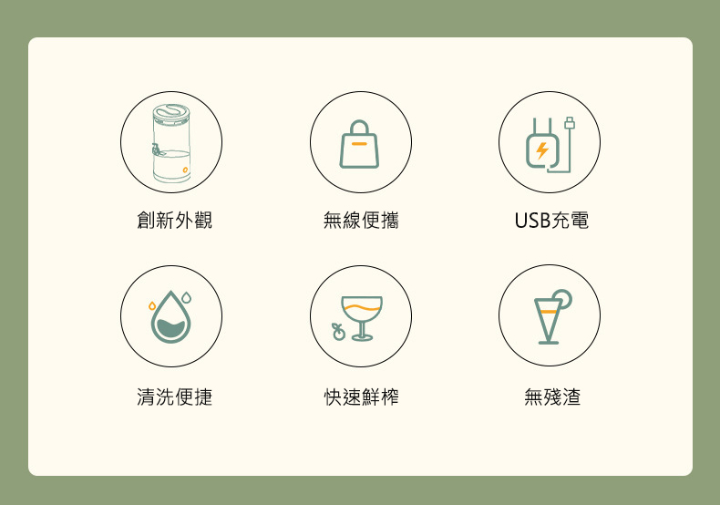 【Migecon】電動榨汁機 便攜式充電USB 汁渣分離 家用多功能小型便攜柳丁