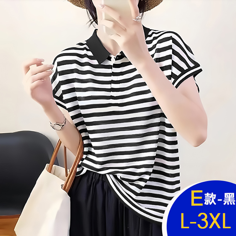 韓國簡約時尚透氣襯衫領印花上衣 POLO衫 POLO上衣 短袖上衣 多款任選