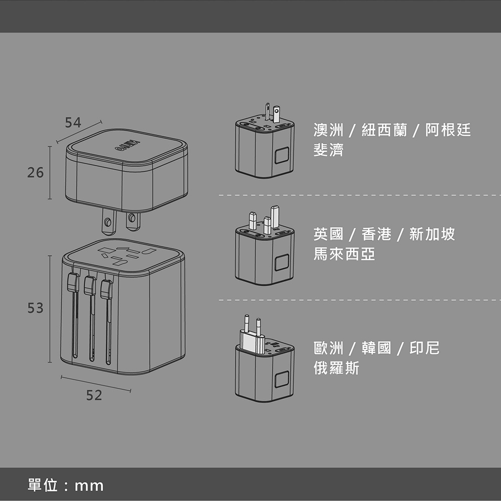 【KINYO】多合一萬國轉接頭萬國通用快充頭(MPP-3456-1)