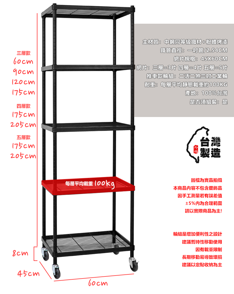 MIT全包邊平面菱型網片厚鐵框層板置物收納架 置物架 鐵架 鐵力士架 層架