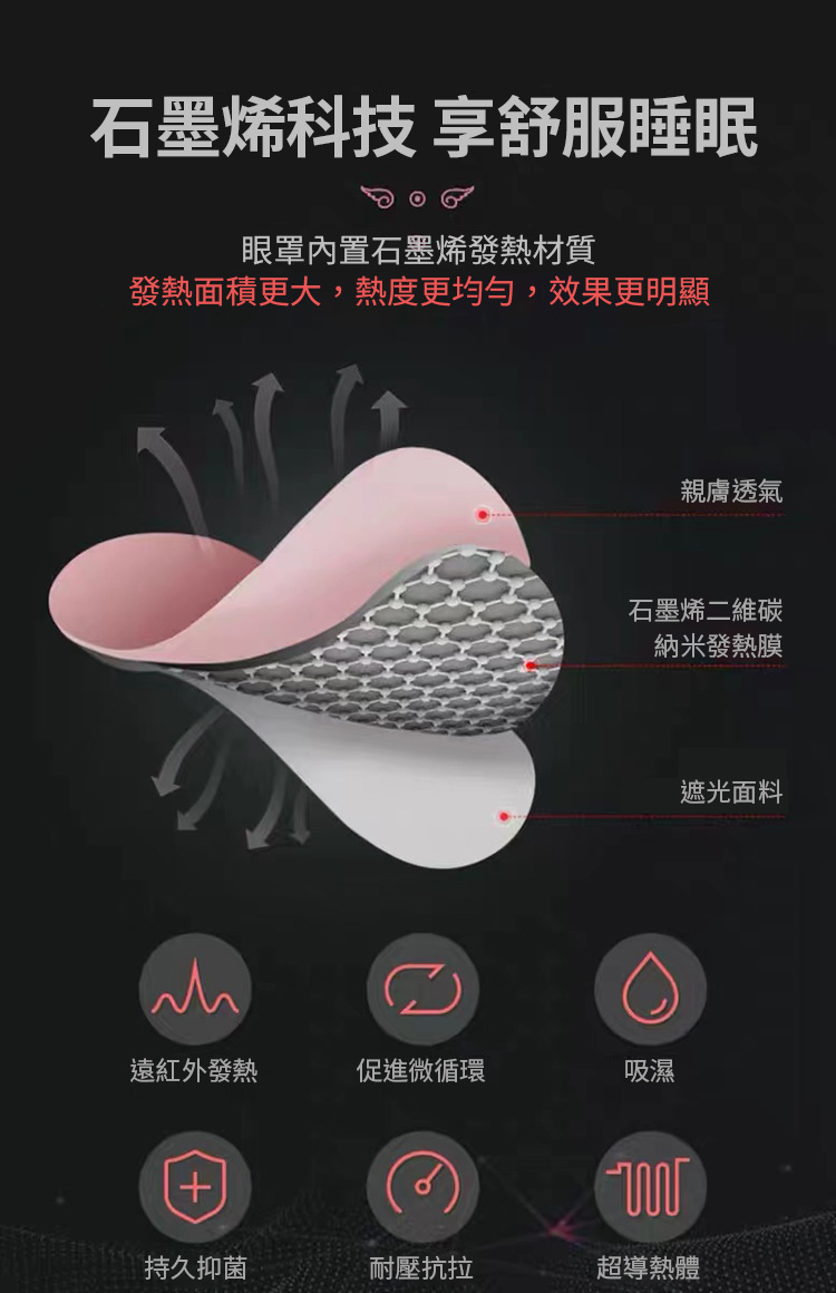 石墨烯USB蒸氣眼罩 真絲眼罩 usb護眼罩 護眼罩