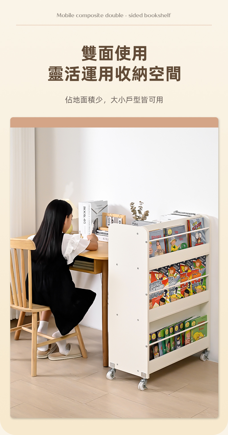 SGS認證創意雙面可移動兒童書櫃