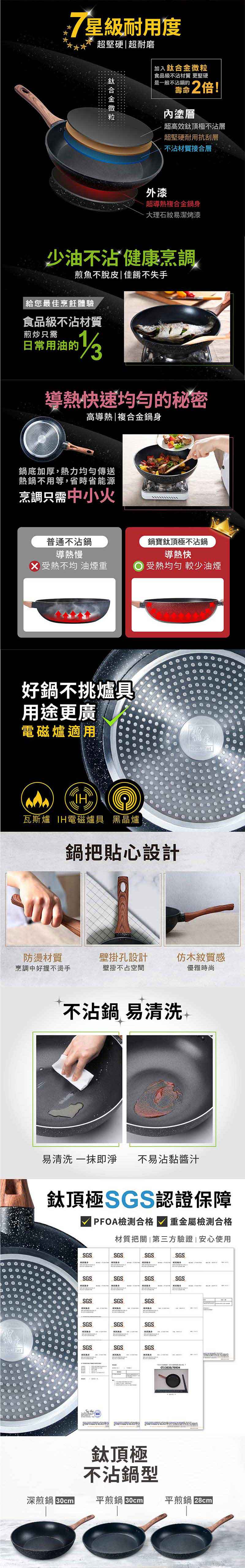 【鍋寶】鈦頂極不沾鍋組30cm 不沾平煎鍋 不沾深煎鍋 廚具 鍋具