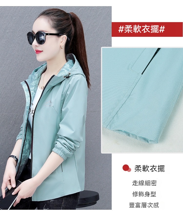 薄款兩面穿休閒連帽撞色外套 L-3XL 4色 防曬防風外套