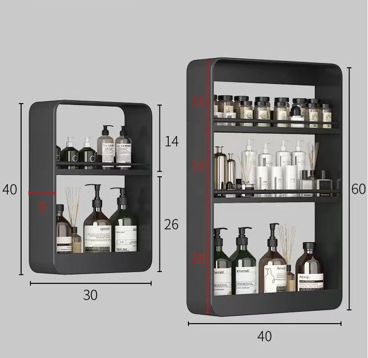 免打孔壁掛式多層牆上化妝品梳妝台架 收納架