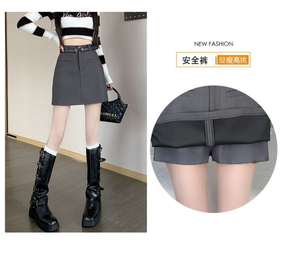 大尺碼防走光修身顯瘦率性高腰西裝裙 M-2XL