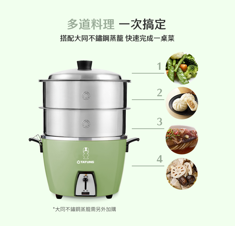 【TATUNG 大同】6人份經典綠電鍋-大同寶寶剪影款(TAC-06L-DGU)