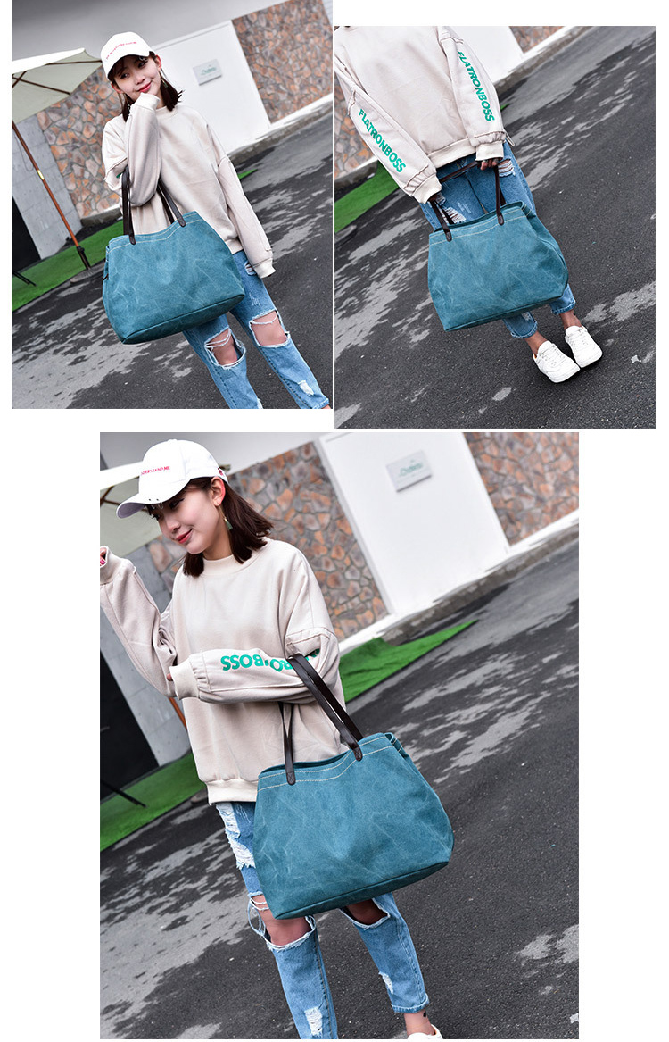 三開口收納大容量帆布波士頓包/百搭萬用大包款/大容量包包