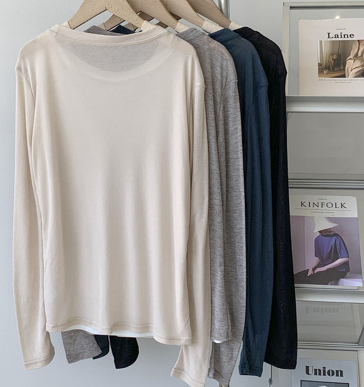 四季皆宜慵懶風薄款長T恤 內搭
