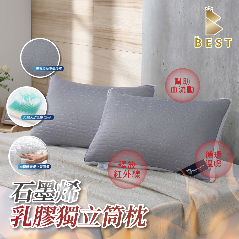 【BEST】台灣製機能獨立筒枕頭共六款 天絲/涼感石墨烯/氣壓可調式/可水洗枕