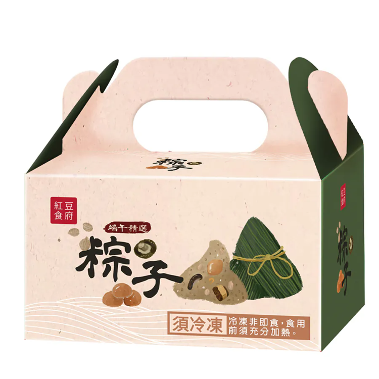 【紅豆食府】上海菜飯鮮肉粽禮盒/雙享粽禮盒(鮮肉粽+豆沙粽)4顆/盒 粽子 甜粽