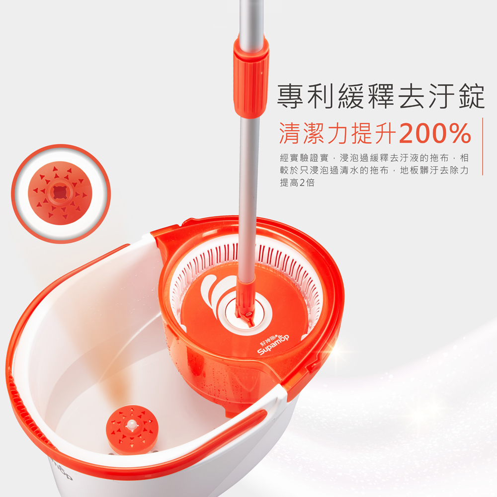 【好神拖】香氛旋轉拖把組葡萄柚籽(1拖1桶1布) (香氛/布盤任選)加贈1布盤