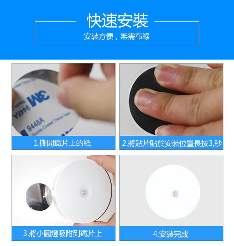 LED磁吸式圓形智能人體感應燈