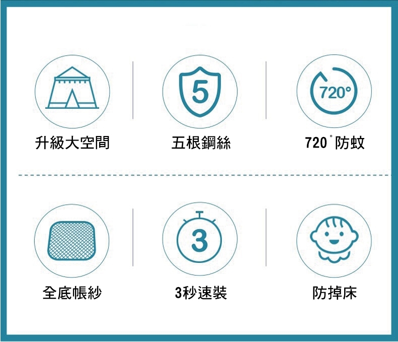 免安裝加高寬三開門蚊帳