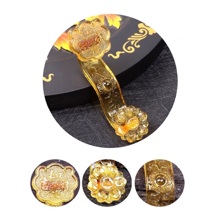 吉祥如意琉璃玉招財如意擺件