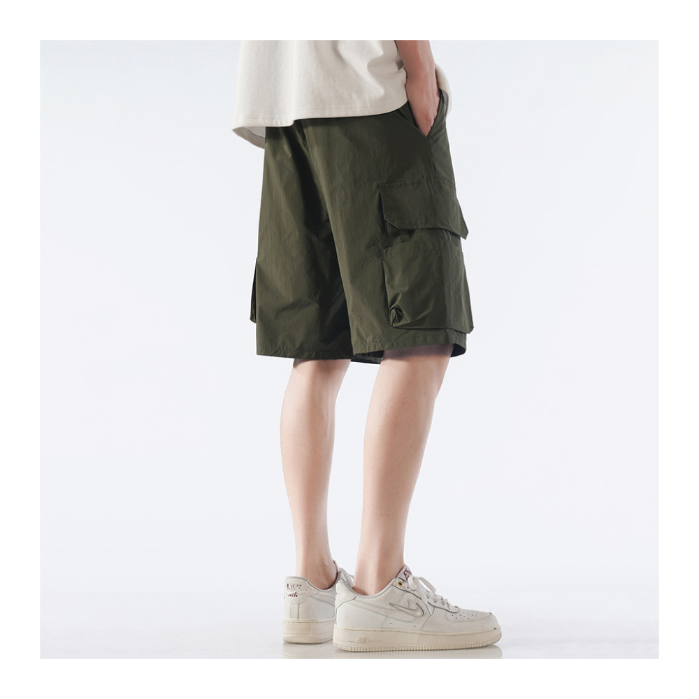 日系戶外百搭多口袋抽繩工裝短褲-4色可選 XL-3XL