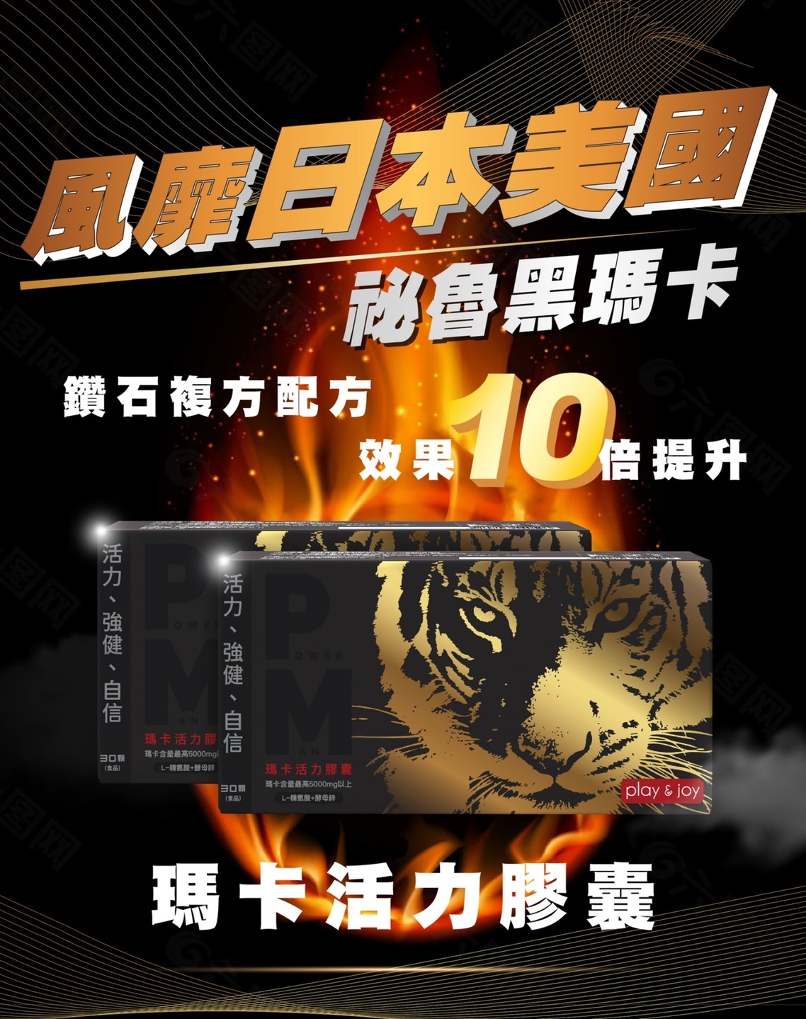 【Play&Joy】Powerman瑪卡活力膠囊(30粒/盒) 精氨酸 紅景天