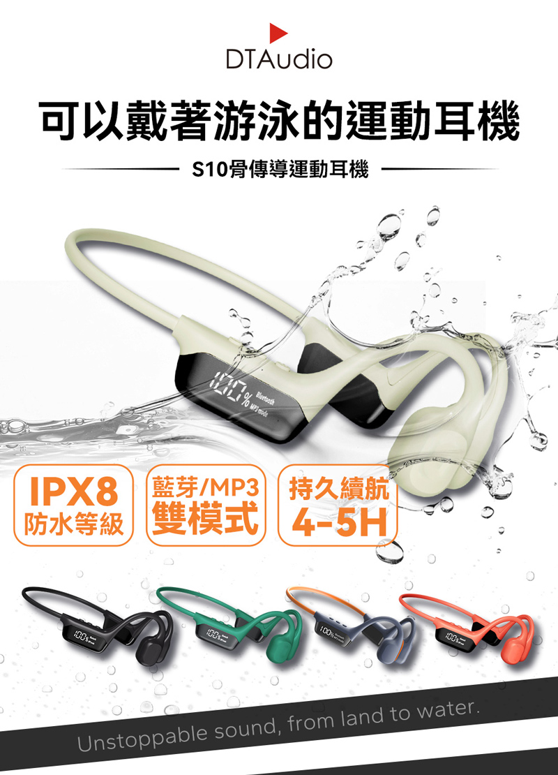 【聆翔】S10骨傳導耳機 藍芽耳機 游泳耳機 運動耳機 通話耳機 降噪耳機